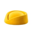 thumbnail image 2 of Women's Vintage Wool Felt Pillbox Hat - Elegant Stewardess Cap & Teardrop Cocktail Hat, Formal Uniform Beret for Party, Work & Church Yellow, 2 of 4