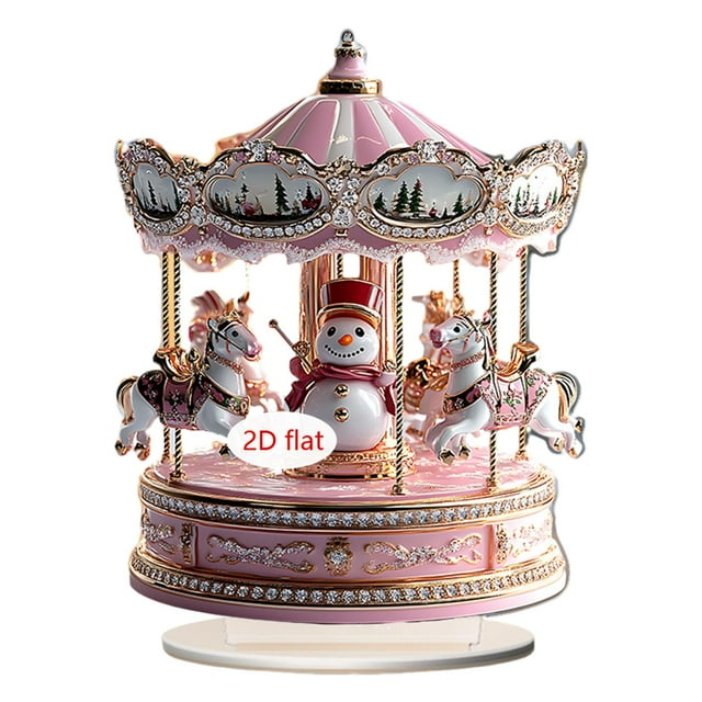 Carrusel Acrílico Decorativo Navidad Placa con Base Ornamento de Carrusel Decoración de Mesa Material Acrílico Estilo 2D Adecuado para Decoración Estilo C