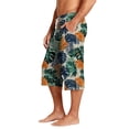 thumbnail image 5 of Mens Swim Trunks Men's Casual Hawaiian Print Drawstring Cropped Capri Pants Summer Swim Trunks Beach Shorts with Elastic Waist Resort Style for Vacation Pool Luau Army Green L, 5 of 9