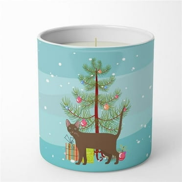 Carolines Treasures CK4629CDL 3.75 x 3.25 in. Unisex Havana Brown Cat Merry Christmas 10 oz Decorative Soy Candle