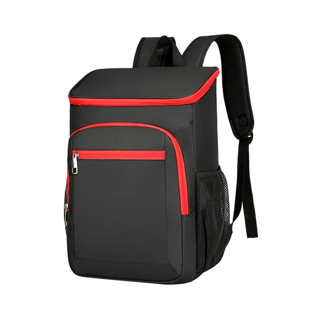 Mochila térmica con aislamiento, bolsa térmica ligera para adultos, mochila de Camping, mochila más fresca para el almuerzo, para viajes y senderismo negro rojo