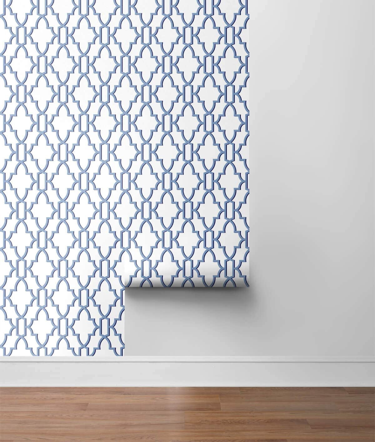 Lillian August Luxe Haven Coastal Lattice Peel and Stick Wallpaper Riviera Blue