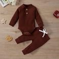 thumbnail image 5 of Byoo New Born Girls Outfits Solid Color Knit Ribbed Long Sleeve Romper Pants Warm Soft Clothing Set Baby Cozy Daily 2 Piece Set, 5 of 9