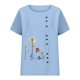 thumbnail image 3 of Fiudx Ofertas de La Semana Camiseta de Verano con Cuello Redondo y Manga Corta para Mujer, Informal, con Botones Impresos, 3 of 3