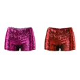 thumbnail image 1 of Lot de 2 (Rouge 1 Pce et Rose Vif 1 Pce) Ensemble Athlétique de Shorts pour Femmes Multipack Nouvelles Paillettes Perles Ds Robe de Performance Ensemble de Robe de Performance pour Femmes Shorts, 1 of 9