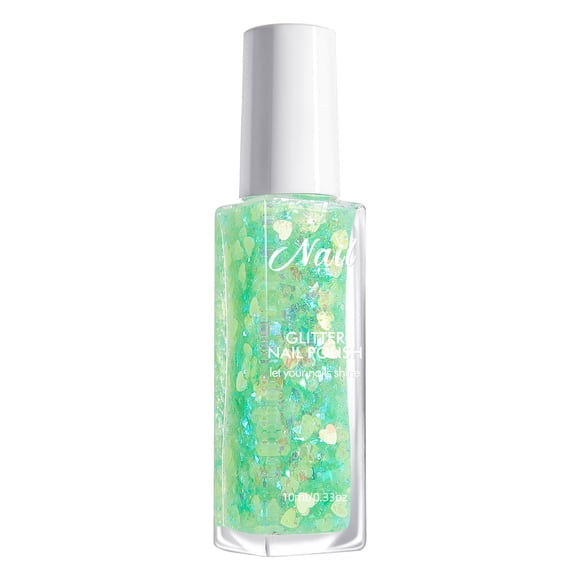 HHBEAUTY Color Nail Polish, Shiny Sequin Nail Polish, Glitter Gel, Neon Nail Polish Colors for Summer, Nail Polish Confetti Topper, No Baking Drying No Smell, Nail Art DIY at Home