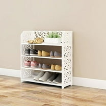 Zimtown White 3-Tier Wood Plastic Entryway Shoe Rack