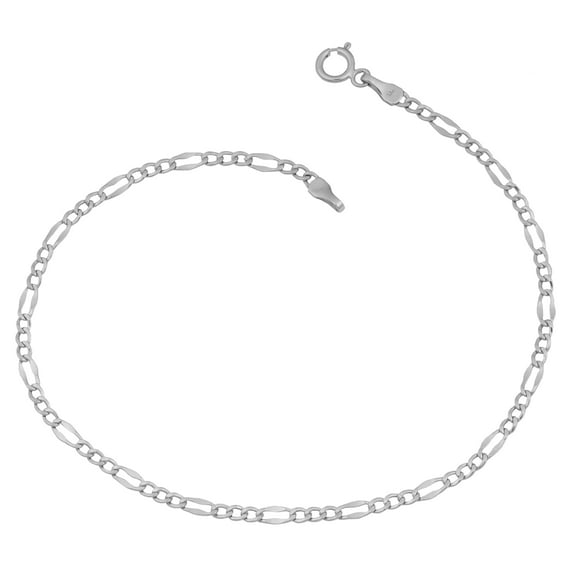 KoolJewelry 14k White Gold 2.3 mm Hollow Figaro Link Chain (9 inch)