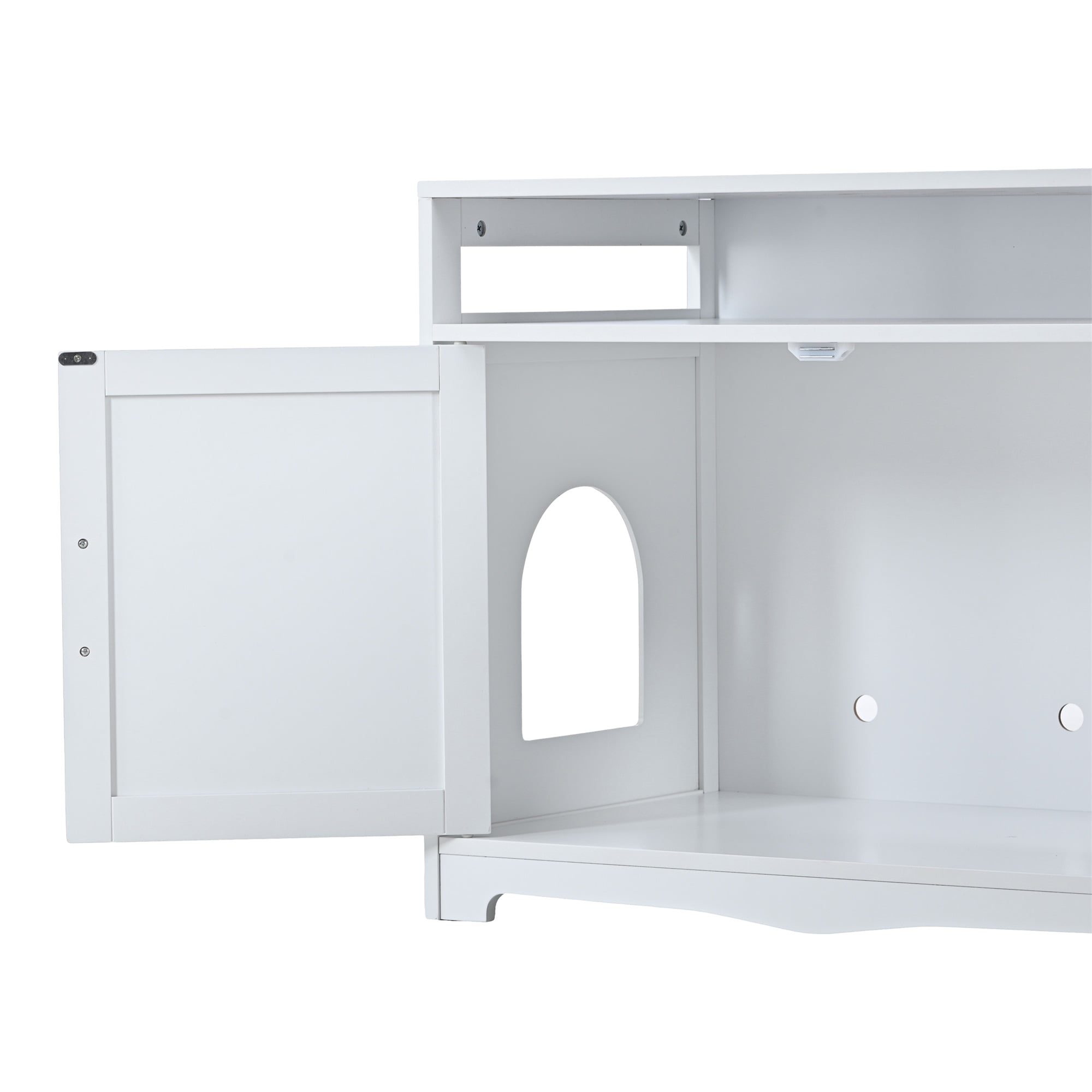 Pefilos 31" Cat Litter Box Cover with Sturdy Wooden Structure, Cat Washroom Storage Cabinet, Spacious Storage, Easy Assembly, Fit Most of Litter Box, White Pefilos 31" Cat Litter Box Cover with Sturdy Wooden Structure, Cat Washroom Storage Cabinet, Spacious Storage, Easy Assembly, Fit Most of Litter Box, White