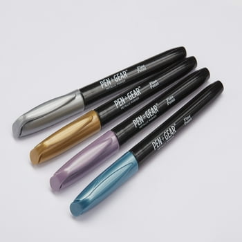 Pen+Gear Pen + Gear Metallic Permanent Marker, Multicolor, Fine Tip, 4 Count