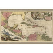 24"x36" Gallery Poster, map of cuba florida mexico jamaica Caribbean 1757