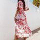 thumbnail image 4 of Vestido a media pantorrilla con estampado de manga corta y cuello en V bohemio a la moda para mujer Fridja  bnh5988, 4 of 9