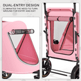 thumbnail image 4 of MoNiBloom Pink Dog Stroller for Large Dogs, 3 Wheels Foldable Cat Stroller for 2 Cats, Adjustable Handle 2-Way Access Pet Stroller for Medium Dogs Pets (Pink), 4 of 12