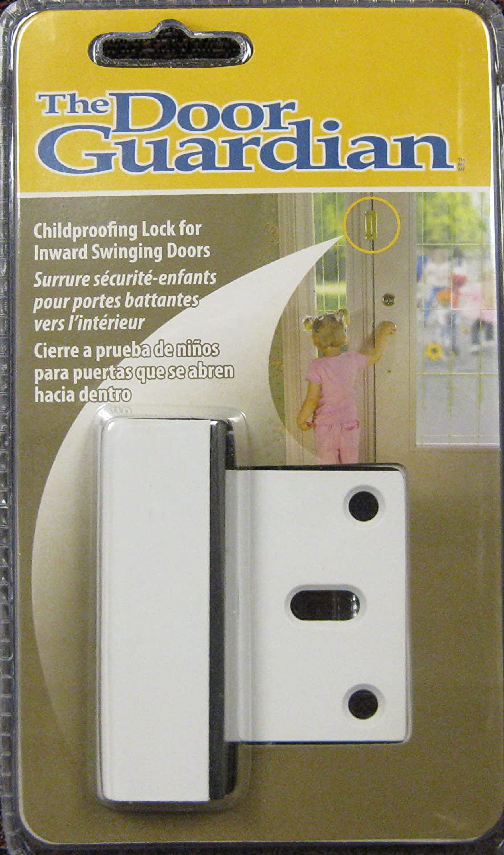 Door Guardian Home Security Door Reinforcement Lock for Inward Swinging Doors - Child Proof Lock Front Door - Extra Lock for Home from Inside - USA Based - White