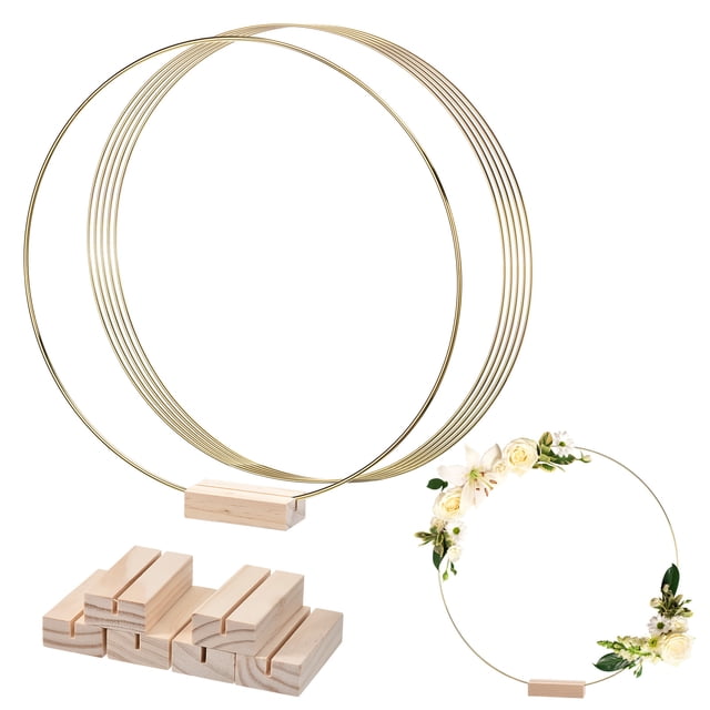 Unique Bargains Métal Floral Cerceau 12 Pouces Couronne Décorations de Table Or Ton 6Set