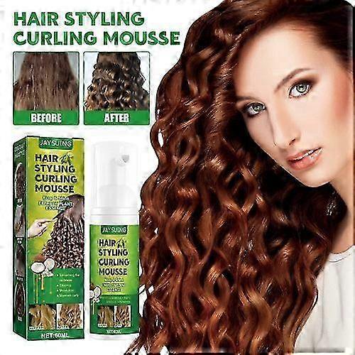 Jaysuing Fluffy Curly Hair Styling Mousse Anti-Frizzy Curly Hair Moisturizing Care Foam Styling