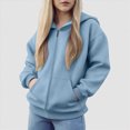 thumbnail image 2 of TOWED22 Hoodies for Teen Girls Boys Baggy Zip Up Classic Hooded Sweatshirts Casual Solid Long Sleeve Jacket with Pockets(Sky Blue,3-4 Y), 2 of 6