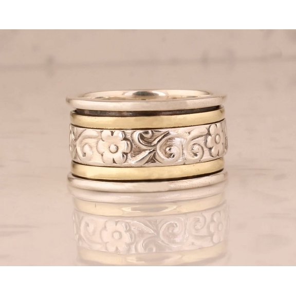 925 Sterling Silver Anxiety Spinner Ring – Handmade Fidget Band for Men & Women, Stress Relief Meditation Ring, Mother’s Day Gift Idea Ring Size- 9.25