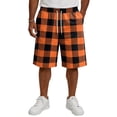 thumbnail image 3 of Casual Shorts for Men Knee Length Plaid Bermuda Shorts Lounge Beach Vacation Drawstring Wide Leg Pants with Pockets Orange S, 3 of 5