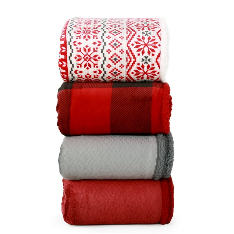 Better Homes Gardens Rustic Red buffalo plaid Polyester Reversible Bed Blanket Full Queen machine wash tumble dry Walmart