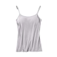 thumbnail image 2 of GlTpooo Women's Cami With Built-In Shelf Bra Plus Stretch with Adjustable Spaghetti Straps Basic Undershirt Layer Tank Top Gray XL, 2 of 4