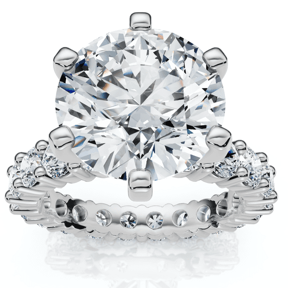 Pompeii Certified 5 1/2Ct Diamond Eternity Engagement Ring 14k White Gold Lab Grown