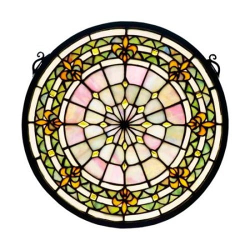 13" Round Fleur-de-Lis Medallion Stained Glass Window