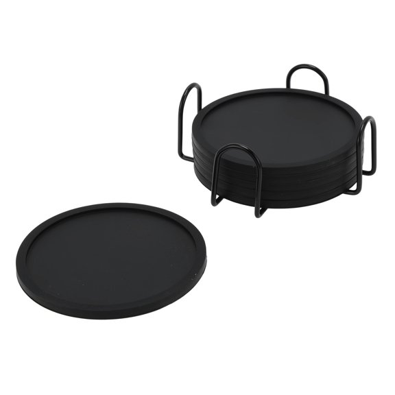 Unique Bargains Water Repellent Heat Insulating Drink Coaster Set Black