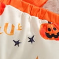 thumbnail image 6 of Ulanda Newborn Baby Boy First Halloween Outfit Ghost Pumpkin Printed Long Sleeve Romper and Pants Hat 3PCS Set (Red, 3-6 Months), 6 of 9