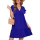 thumbnail image 5 of SAYOO Vestido de manga corta para mujer, vestido de ajuste holgado con dobladillo con volantes y cuello en V de color sólido, ropa informal simple y elegante de una pieza SAYOO  S M L XL XXL, 5 of 8