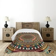 thumbnail image 3 of Ambesonne Tribal Quilted Bedspread Set 2 Pcs, Color Art, Twin Size, Jade Ruby and Mustard, 3 of 4