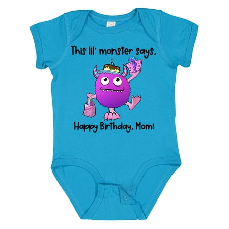 

Inktastic This Lil Monster Says Happy Birthday Mom Gift Baby Boy or Baby Girl Bodysuit