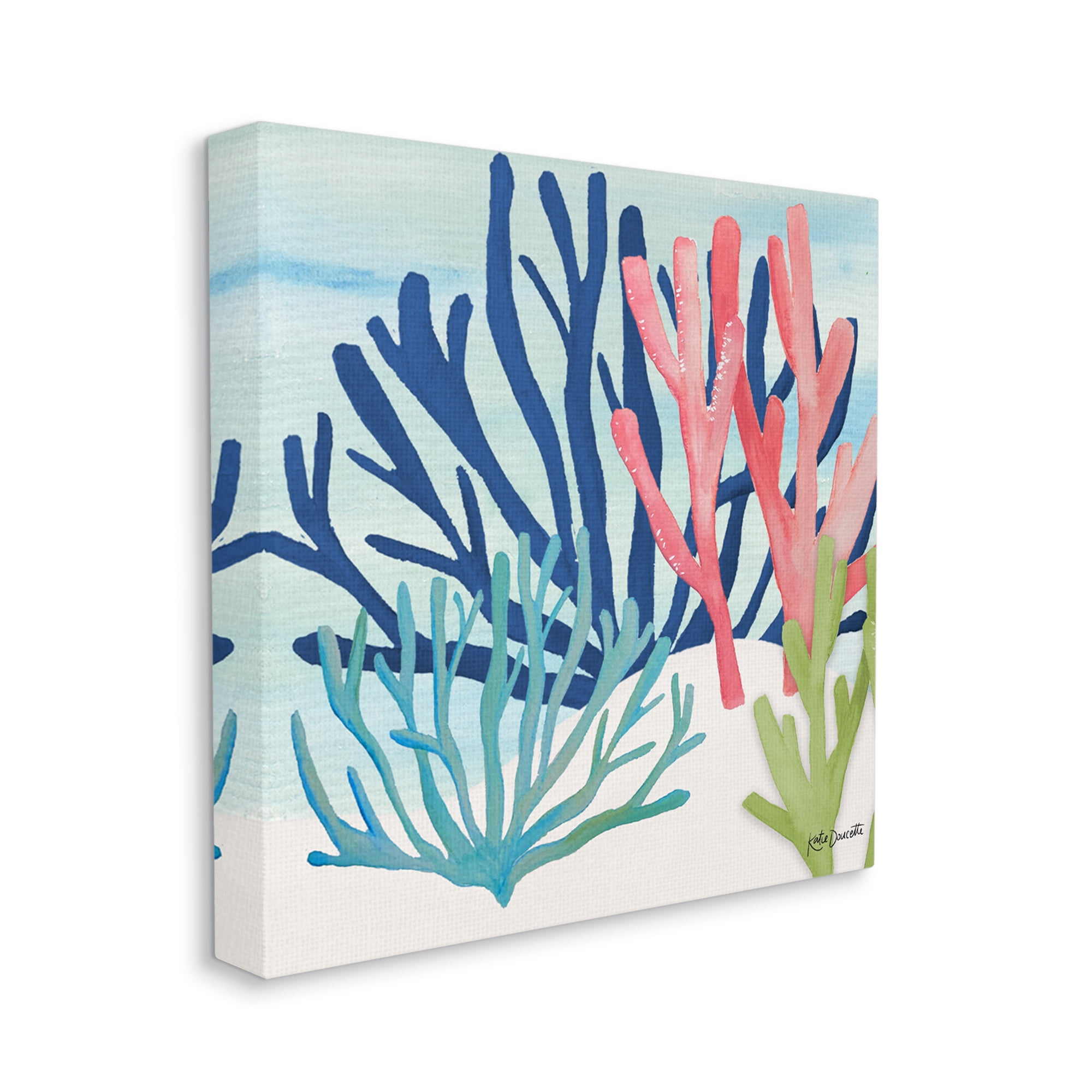 Stupell Industries Underwater Sea Life Blue Pink Ocean Coral Reef Canvas Wall Art, 36 x 36, Design by Katie Doucette