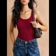 thumbnail image 4 of Camisetas Sin Mangas para Mujer, de Punto, con Cuello en U, Básicas e Informales de Verano. Vino Tinto L, 4 of 9