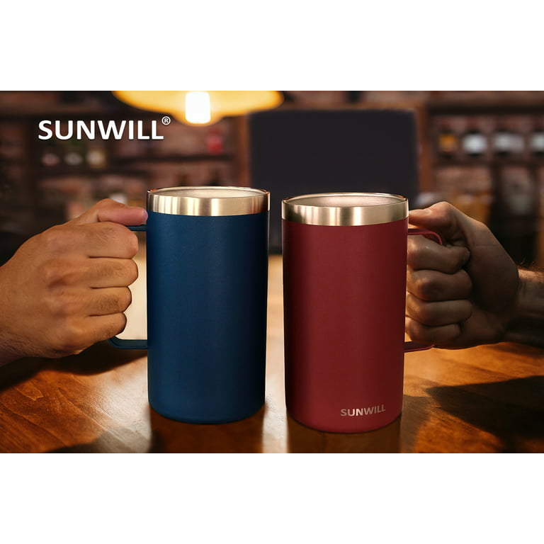 SUNWILL Insulated Coffee Mug, Stainless Steel Travel Cup with Lid, 22oz,  Navy 