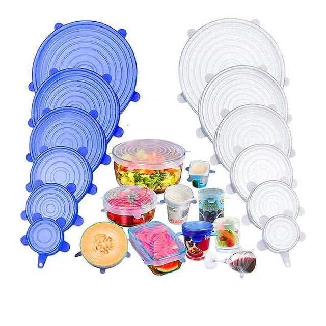 12 Pack of Silicone Stretch Lids, Various Sizes BPA-free Silicone Lids for Food Storage, Reusable Container Lids Flexible to Fit Multi-Shapes of Conta