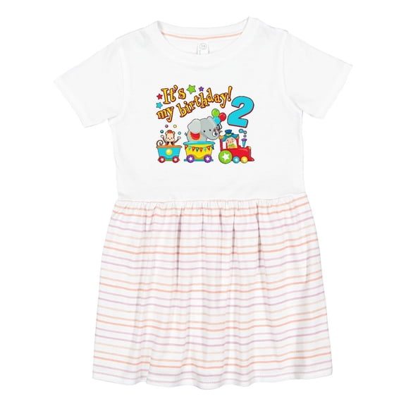 Inktastic It's My Birthday Circus Train 2nd Birthday Girls Toddler Dress