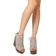thumbnail image 1 of New Women Qupid Gimmick-65A Faux Suede Slitted Wooden Platform Wedge Sandal, 1 of 3