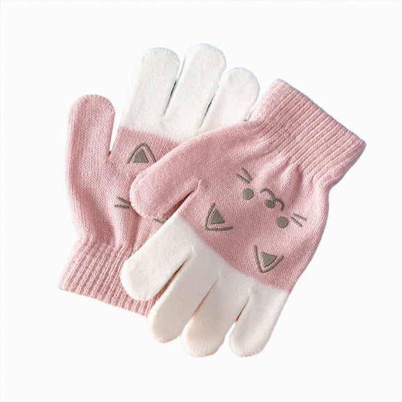 Gvdentm Kids Gloves Winter Gloves Thick Magic Gloves Knit Stretchy Warm Gloves Boys Girls(Pink,4-8 Years)