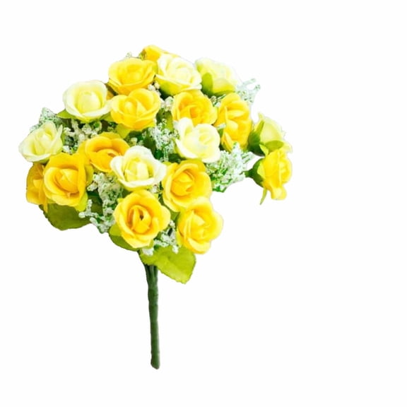 Oioii High-End Artificial Diamond Rose, 7 Forks 21 Heads Faux Flower, Realistic Plastic Floral for Home, Wedding and Festival Decoration,Yellow