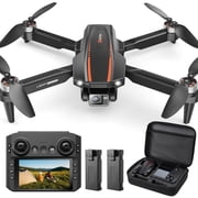 H31 Drone with 4.3" Screen Remote, Wefone 4K Camera Foldable Drone, Optical Flow Hovering, Brushless Motors, Carry Case, 2 Batteries, Black