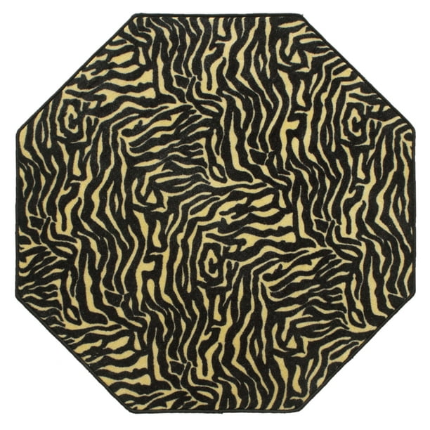 Furnish My Place Animal Print Rug 2 ft. Octagon, Zebra Grazer, Nylon