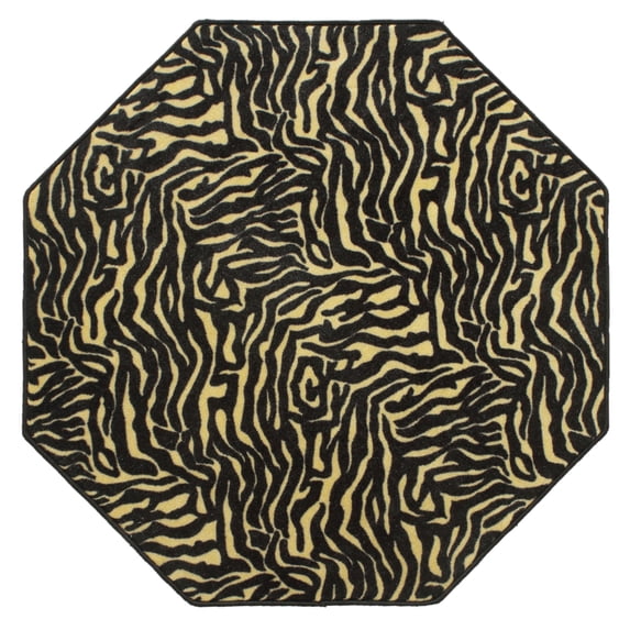 Furnish My Place Animal Print Rug - 8 ft. Octagon, Zebra Grazer, Nylon Rug for Patio, Garden, Hallway, Living Room