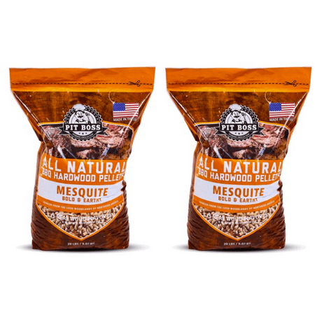 (2 pack) Pit Boss Texas Mesquite Hardwood BBQ Grilling and Smoking Pellets - 20 lb Resealable (Best Wood For Grilling Burgers)