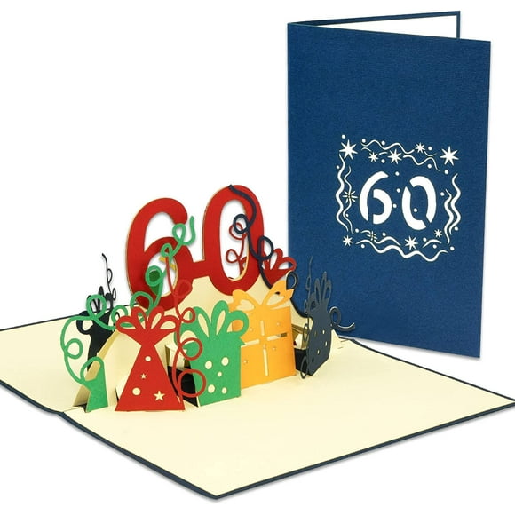 LINPOPUP® Pop-Up Card, Pop Up 3D Greeting Card for Birthday Wishes, Invitation, 60th Birthday, 60th birthday party, N23