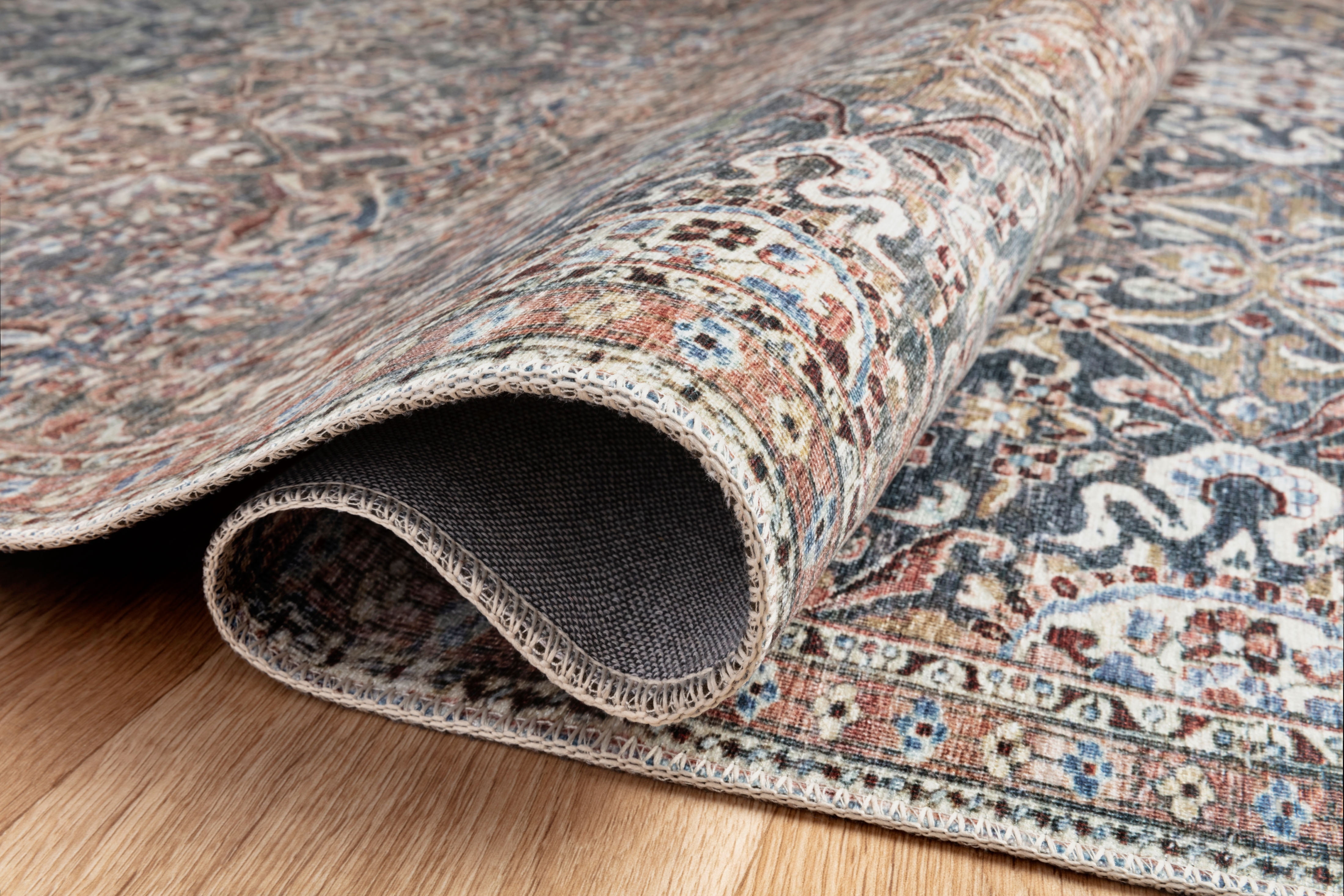 Chris Loves Julia x Loloi Jules Denim/Spice 2'-6" x 7'-6" Area Rug