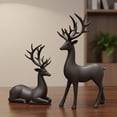 thumbnail image 3 of Cateissary Juego de 2 adornos navideños: figuras multifuncionales de ciervos de resina que se decoloran fácilmente. Ideales para estantería, Kits de decoración para fiestas BLANCO, 3 of 6
