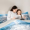 thumbnail image 5 of jejeloiu Calm Pebble Beach 7 Pieces Full Size Bedding Sets For Girls,Blue Stone Ocean Print Full Size Bed in a Bag,Light Blue,Light Gray Reversible, 5 of 7