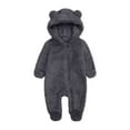 thumbnail image 5 of Povozer Newborn Infant Baby Boys Girls Winter Coat Warm Fleece Hooded Romper Outwear(Dark Gray,6-9 Months), 5 of 6