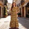 thumbnail image 5 of BLTIBY Boho Dresses for Girls Print Crew Neck Maxi Dress Summer Home Dresses with Pockets Brown 5-6 Years, 5 of 7